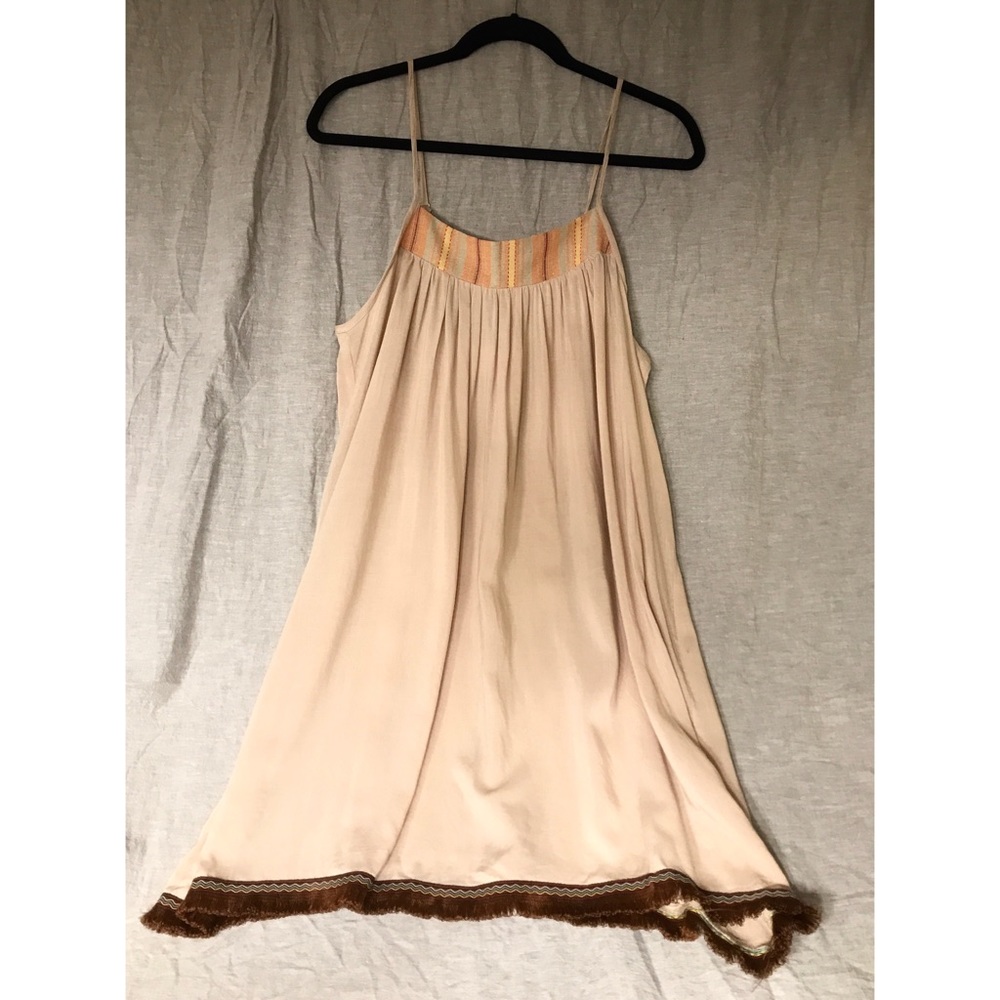 UMGEE Tank Shift Dress W/ Multi-Color Collar Trim